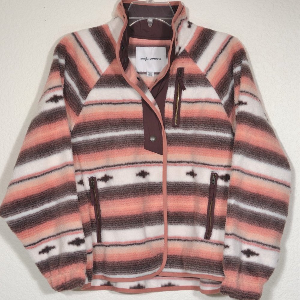 NEW AMERICAN EAGLE PRINT FLEECE JACKET, XSMALL